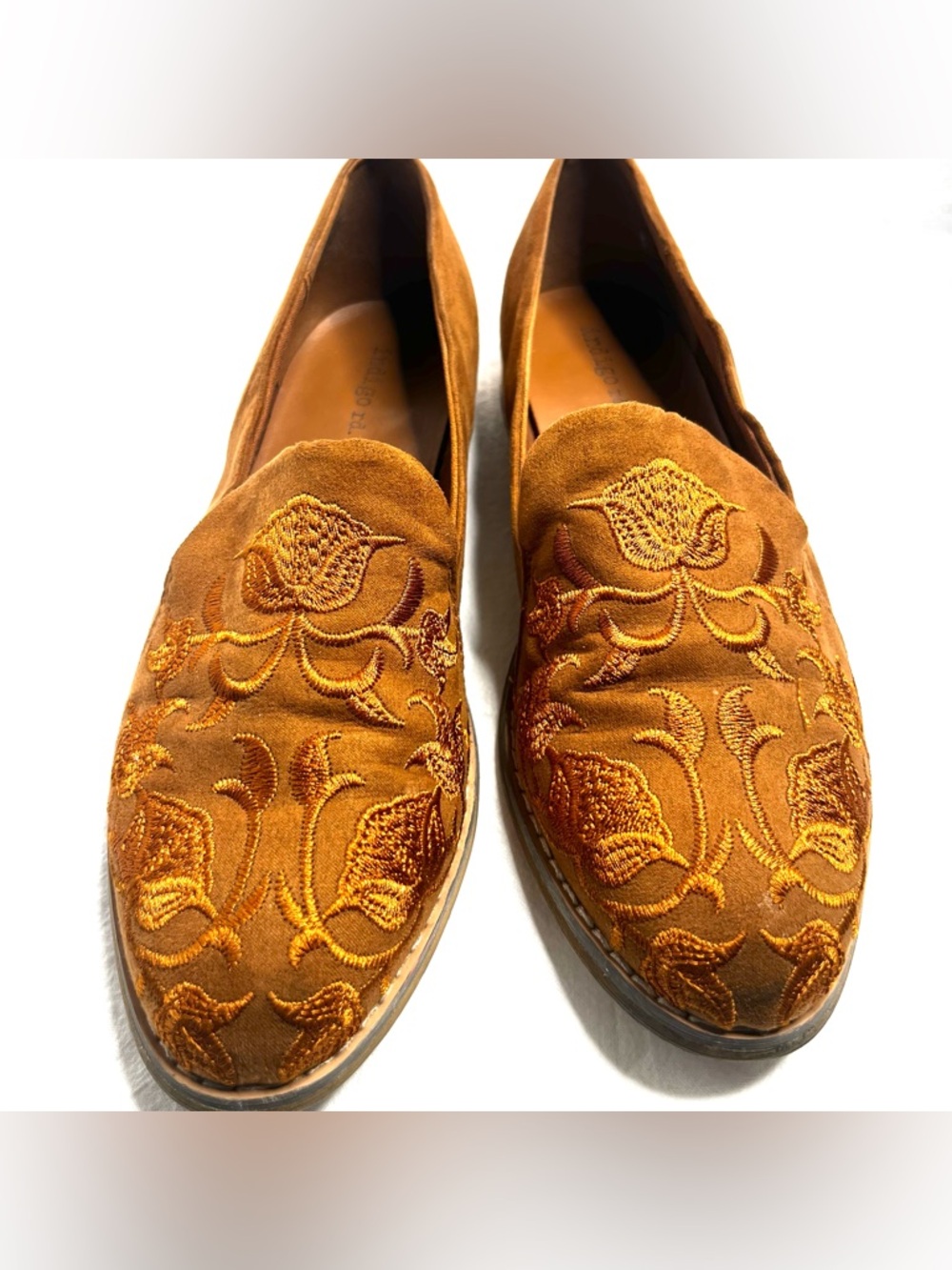 Indigo Rd Embroidered Loafers Brown Suede Floral Slip On Size 7.5 - Picture 6 of 9